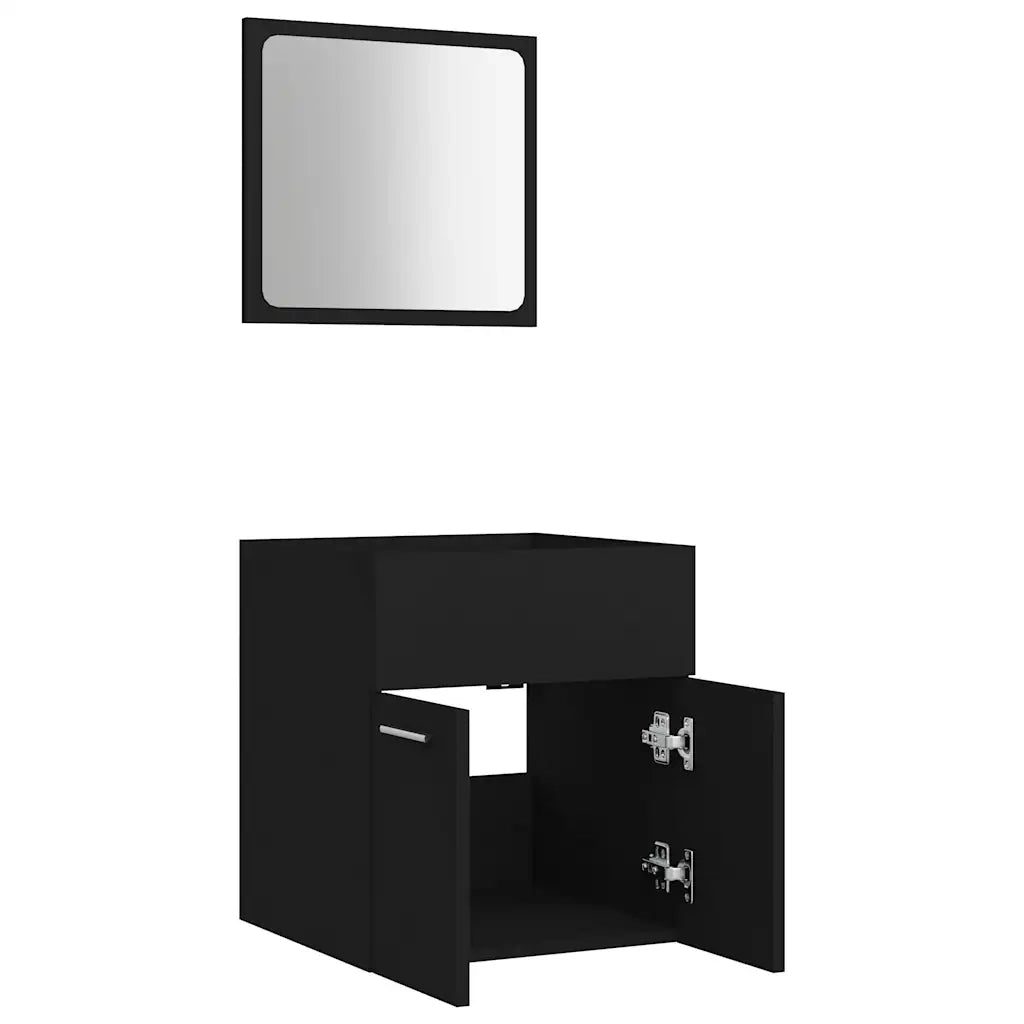 Set Mobili da Bagno 2 pz Nero in Truciolato cod mxl 59218