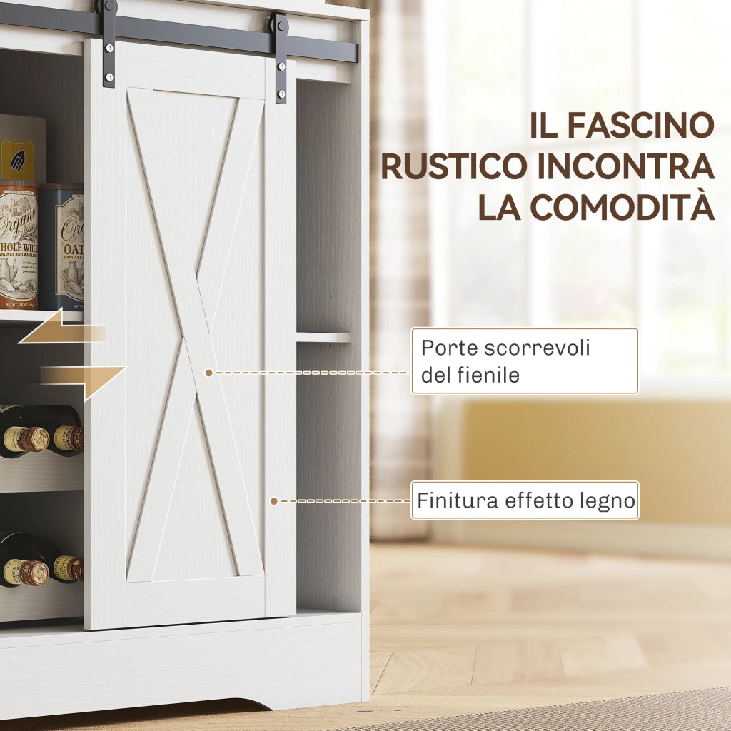 Credenza Cucina con Prese Elettriche e Luce LED ¨C zephmum ¨C Bianco 100x38x180 cm
