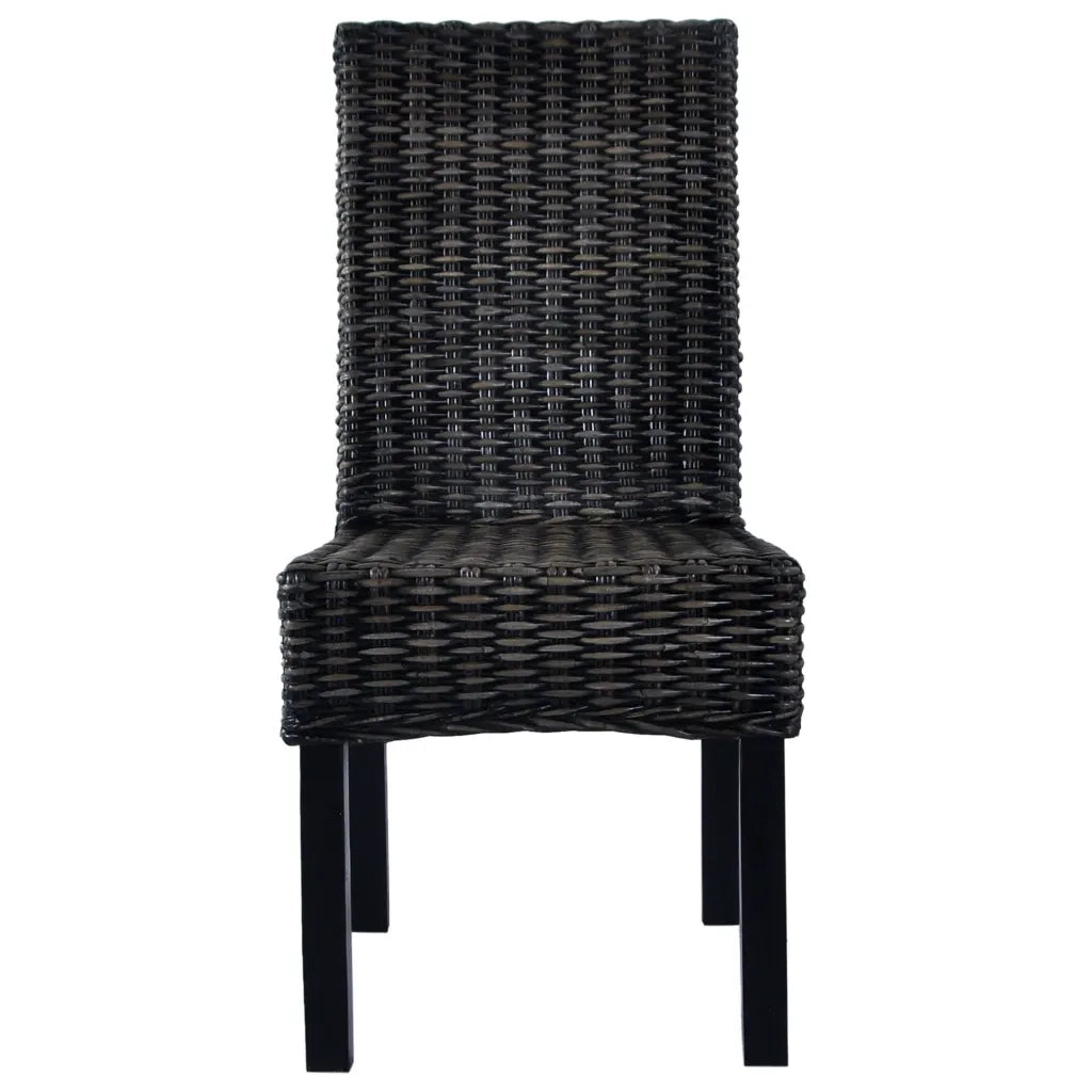 Sedie da Pranzo 6 pz Nere in Rattan Kubu e Legno di Mango cod mxl 13164