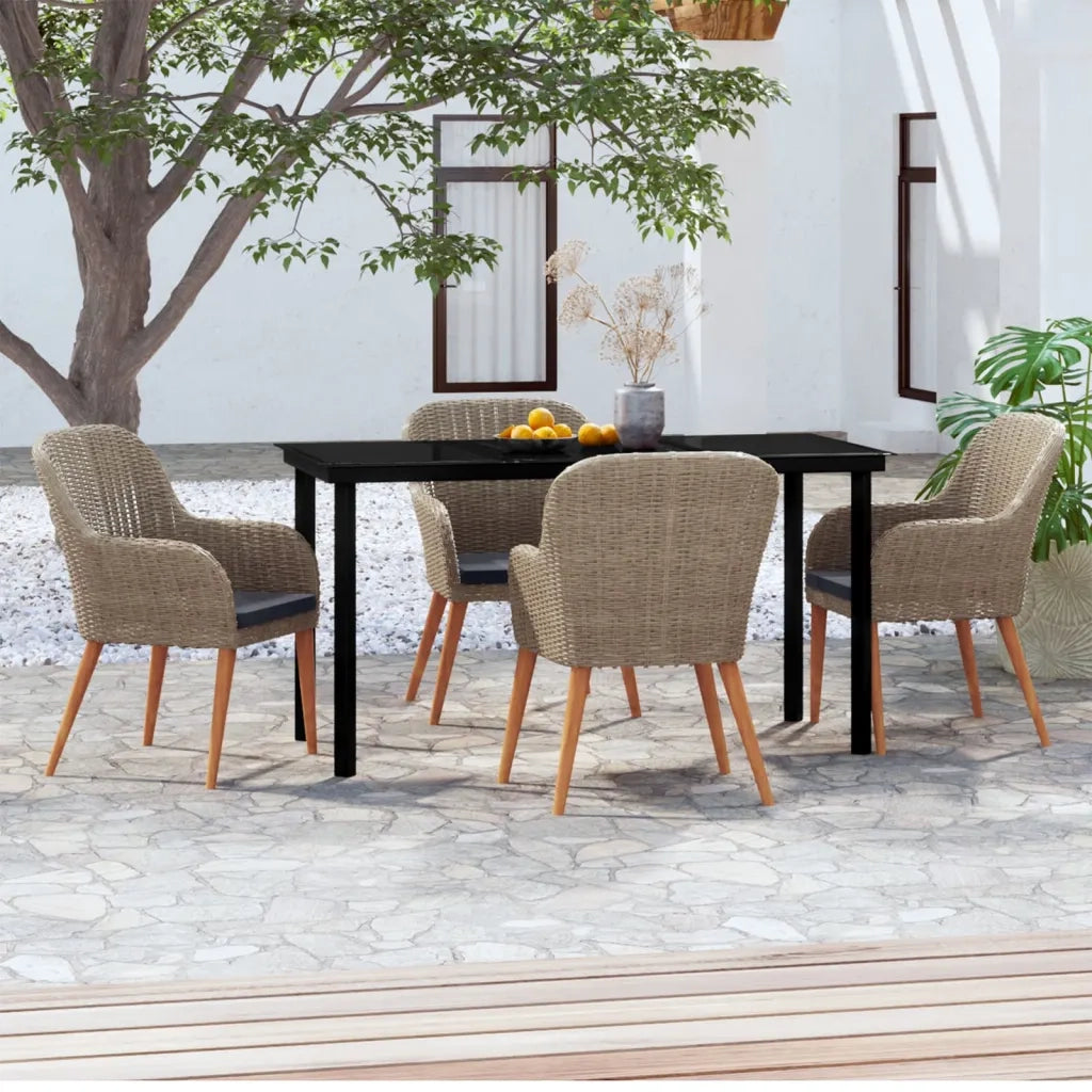 Set da Pranzo da Giardino 5 pz con Cuscini Marrone 3099513