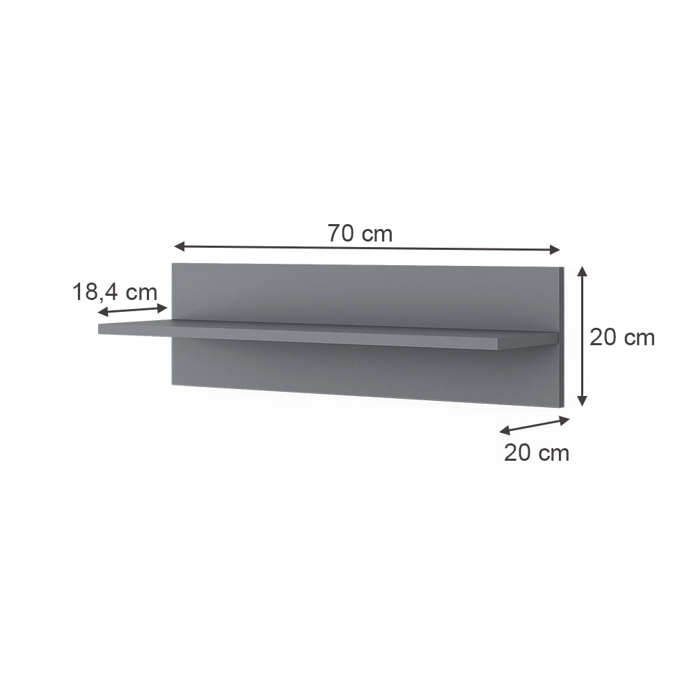 Vitalispa Scaffale a muro Grigio 70 x 20 cm