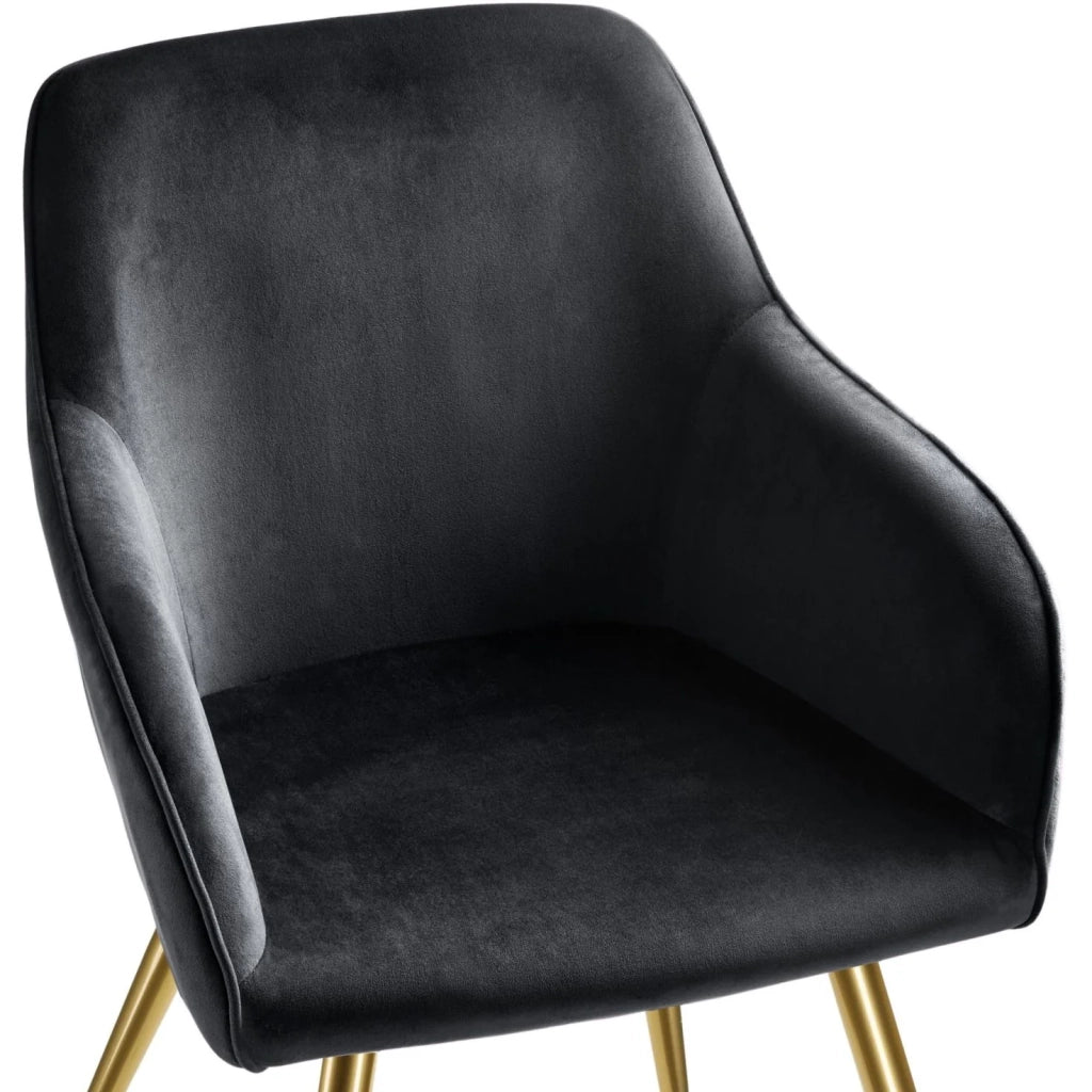 Set di 2 sedie con gambe dorate, seduta soggiorno, cucina sala da pranzo, design elegante, nero 08_0000165