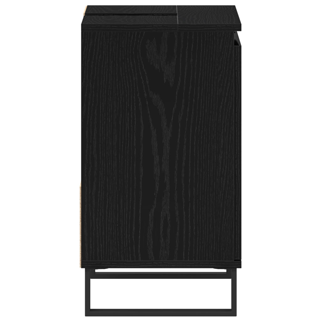 Mobile bagno vitaXL Nero Rovere 65x33x60 cm Legno ingegnerizzato