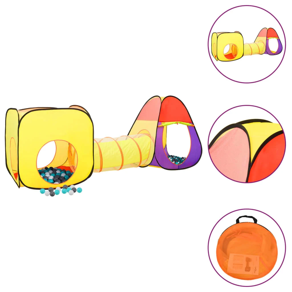 Tenda da gioco per bambini con 250 palline 255 x 80 x 100 cm multicolore 02_0005145