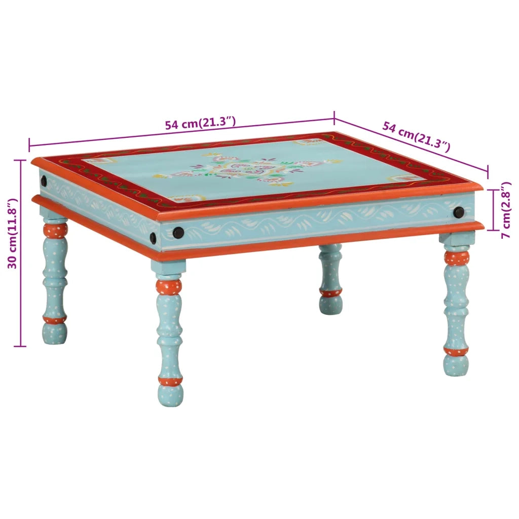 vidaXL Tavolino Salotto Blu Dipinto a Mano in Legno Massello di Mango