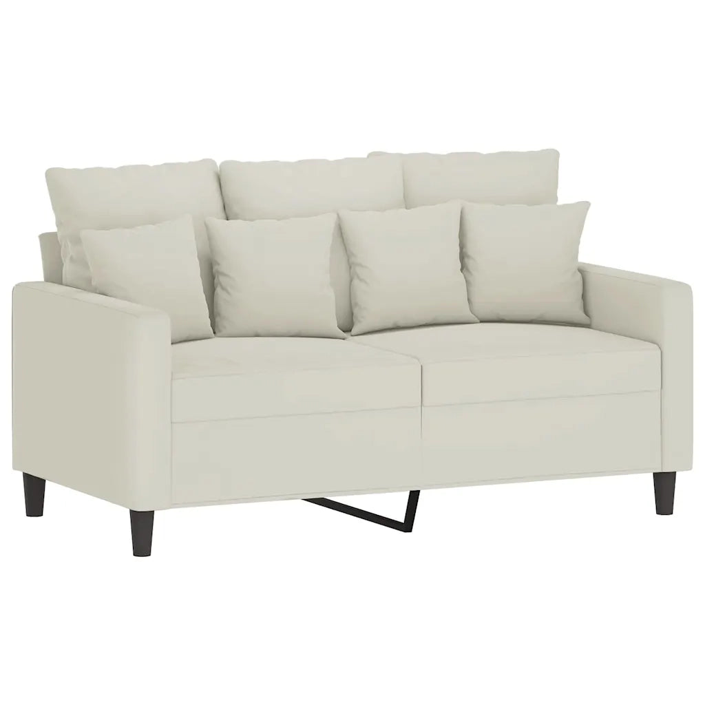 Set di Divani 3 pz con Cuscini Crema in Velluto