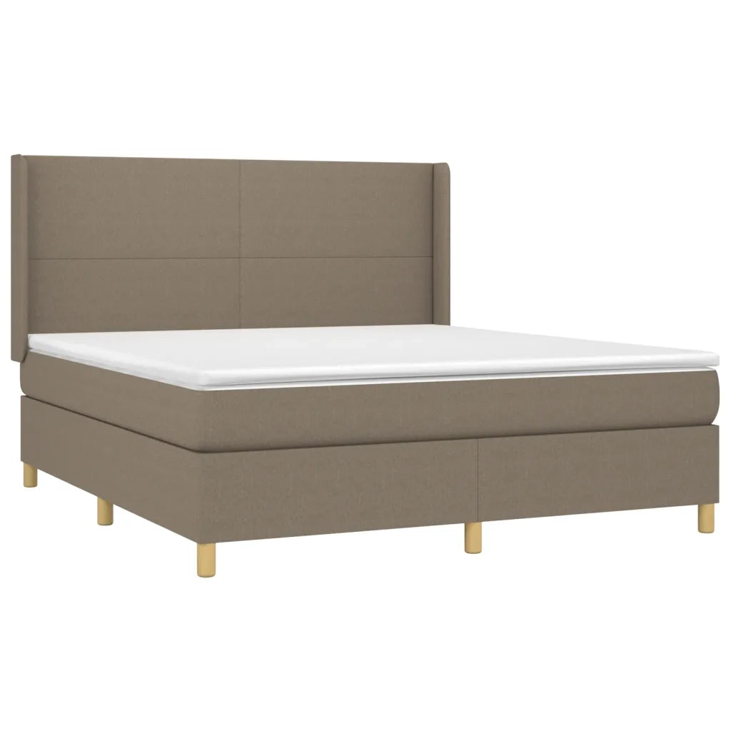 Letto a Molle con Materasso e LED Tortora 180x200 cm in Tessuto