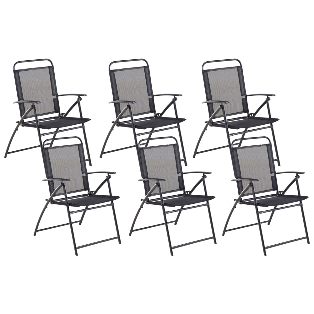 Set di 6 sedie da giardino con struttura in acciaio Nero pieghevole