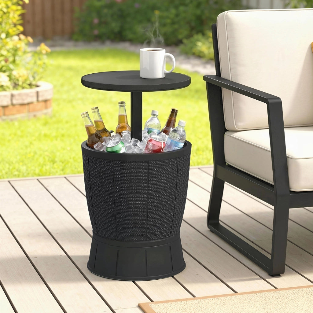 Tavolo da giardino con secco per ghiaccio ¨C zephmum ¨C nero, ?49x58-84cm