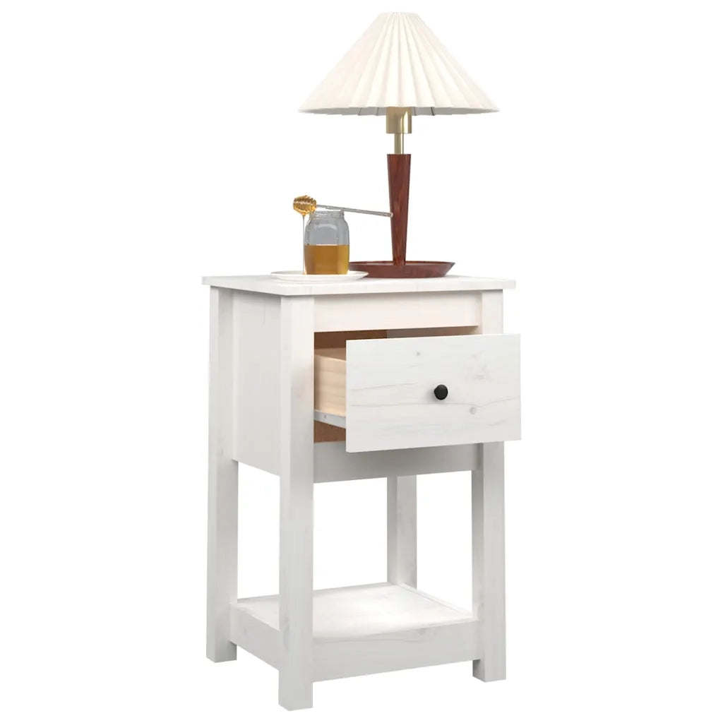 Comodini 2 pz Bianca 40x35x61,5 cm in Legno Massello di Pino 821732