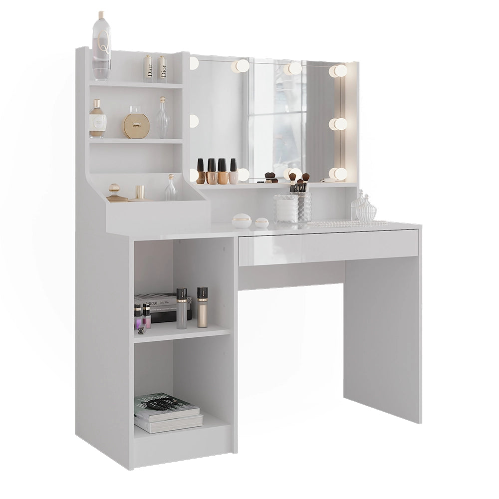 Vicco Tavolo da toeletta Bianco/bianco lucido 119.8 cm 4 parti