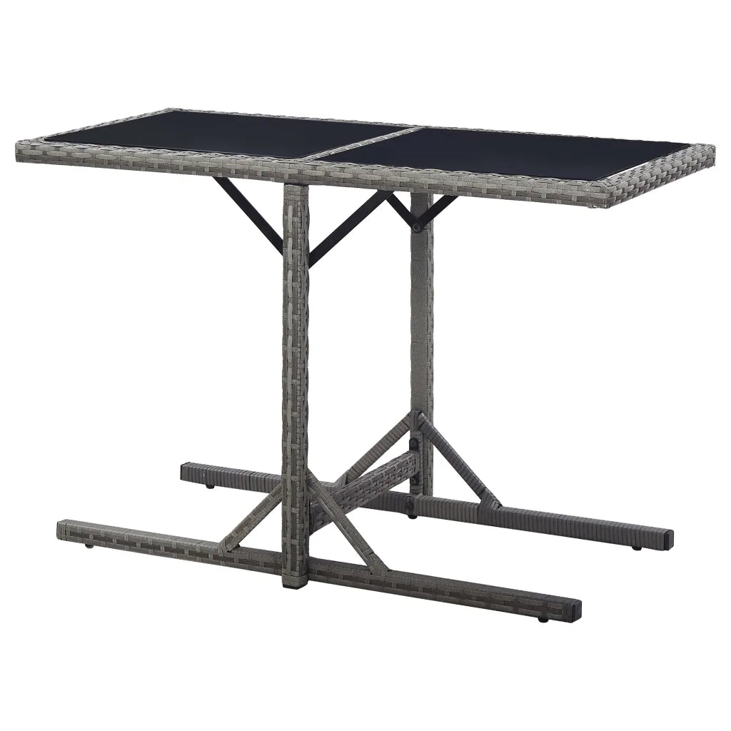 Tavolo da Giardino Antracite 110x53x72 cm in Vetro e Polyrattan 46455