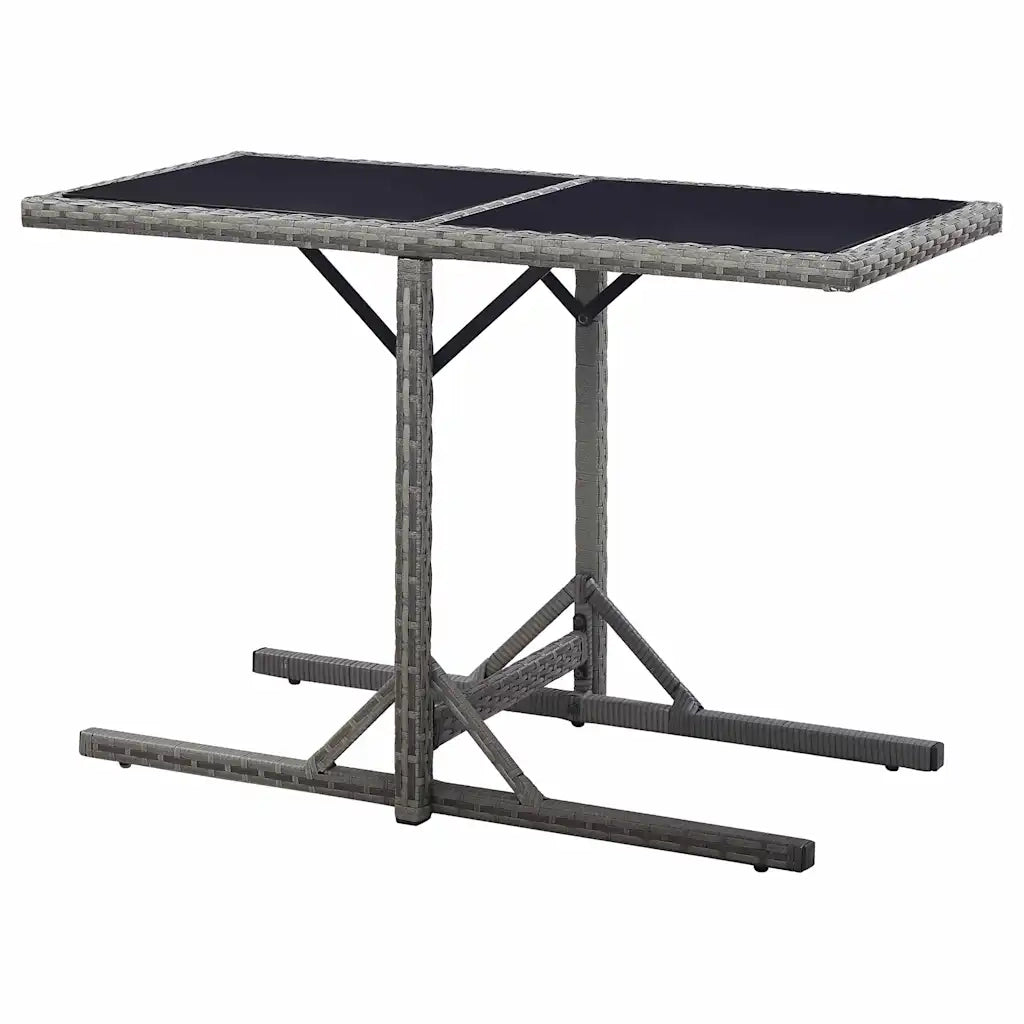 Tavolo da Giardino Antracite 110x53x72 cm in Vetro e Polyrattan 46455