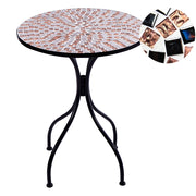 Tavolo da balcone per esterni con piano in metallo e motivo a mosaico 60 cm nero stile vintage
