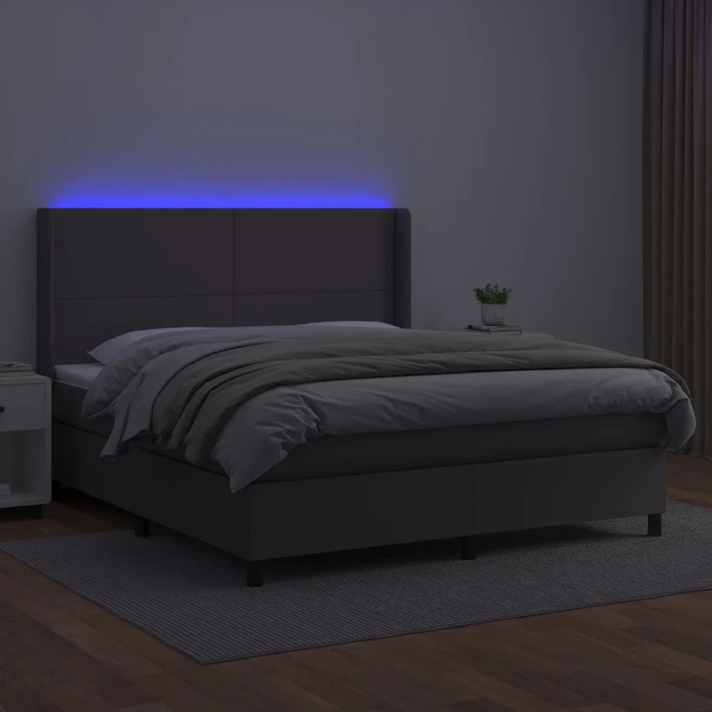 Giroletto Molle con Materasso e LED Grigio 160x200cm Similpelle 3139275