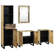 Set di mobili per il Bagno | Armadio da bagno 4 pz Marrone Legno multistrato