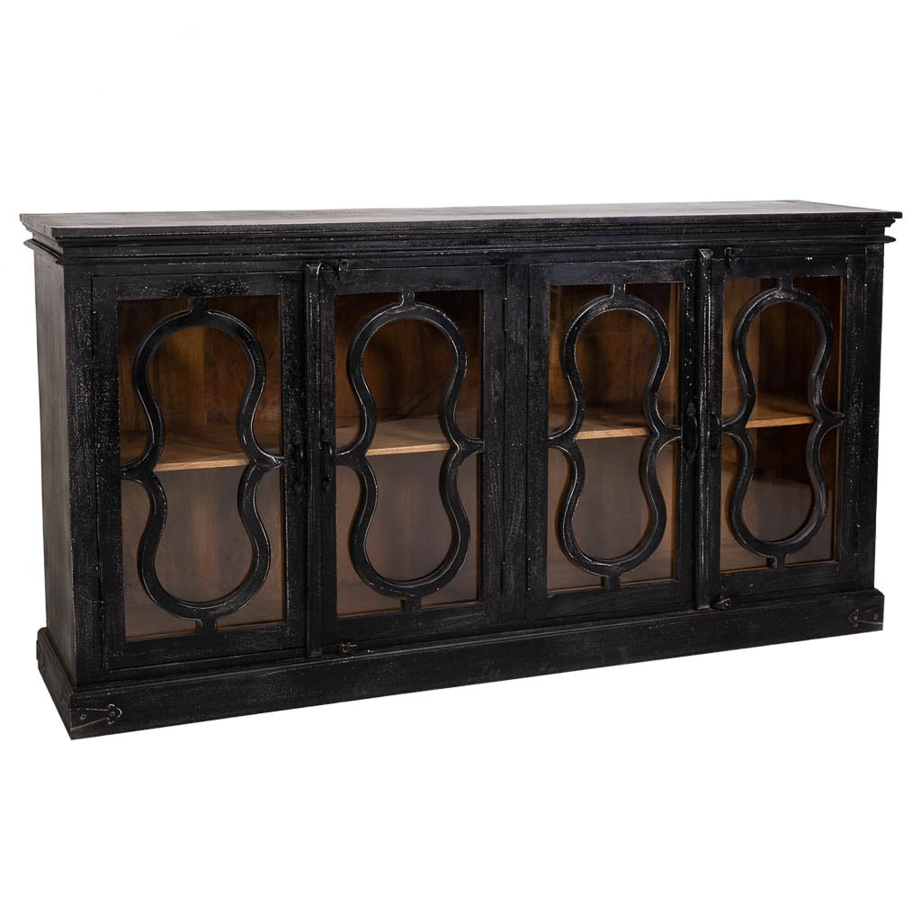 Credenza in legno nero 193x38x96h