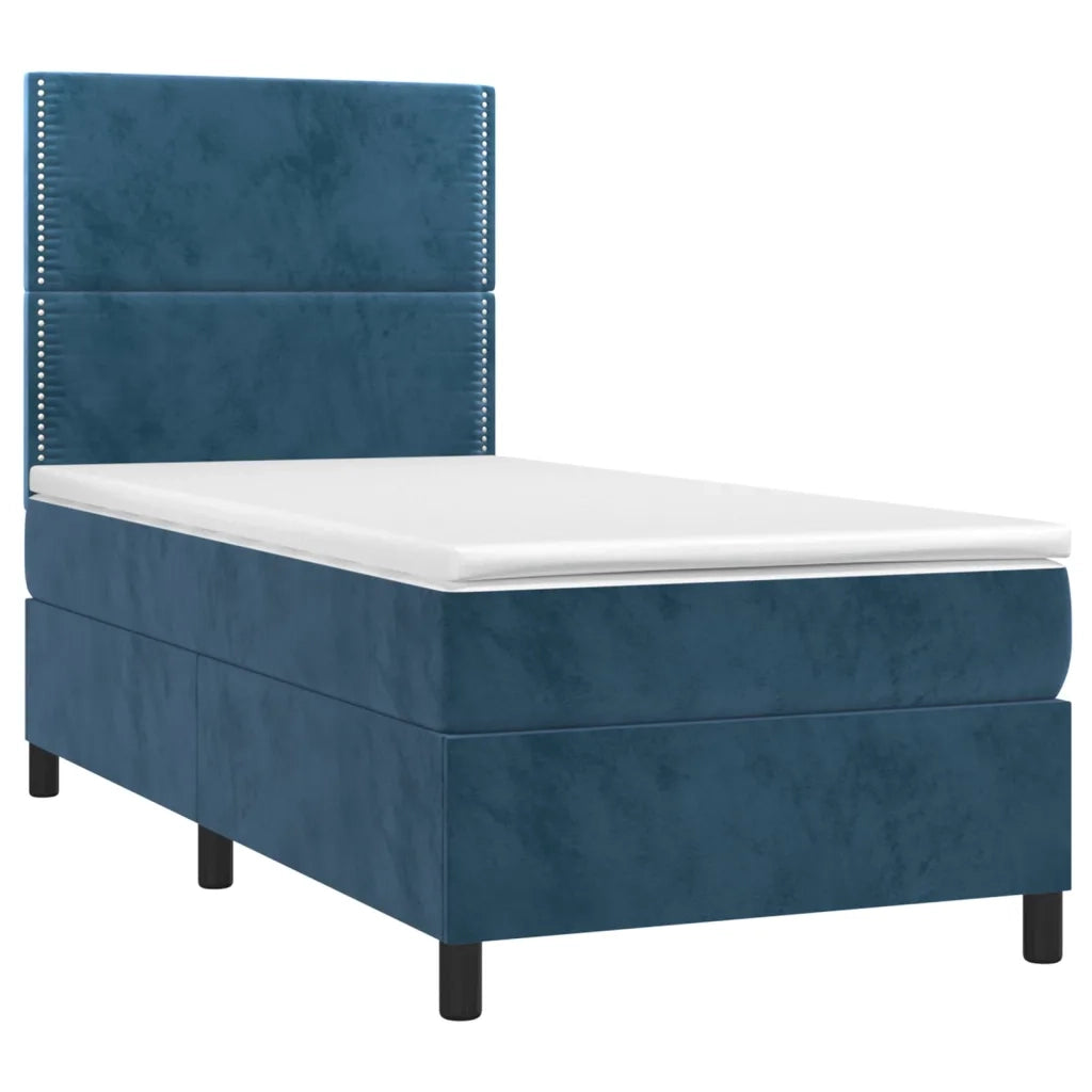 Giroletto a Molle con Materasso Blu Scuro 80x200 cm in Velluto 3142933