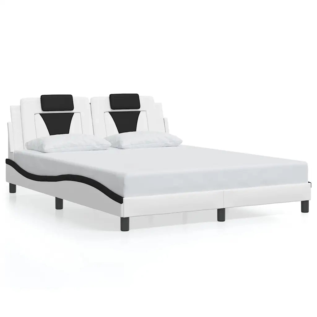 Giroletto Viana senza Materasso Nero e Bianco 160x200 cm in Similpelle