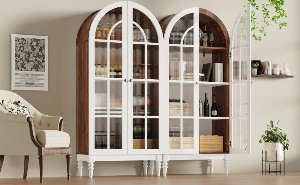 VETRINA ad Arco 76x38,5x165 cm in MDF Bianca