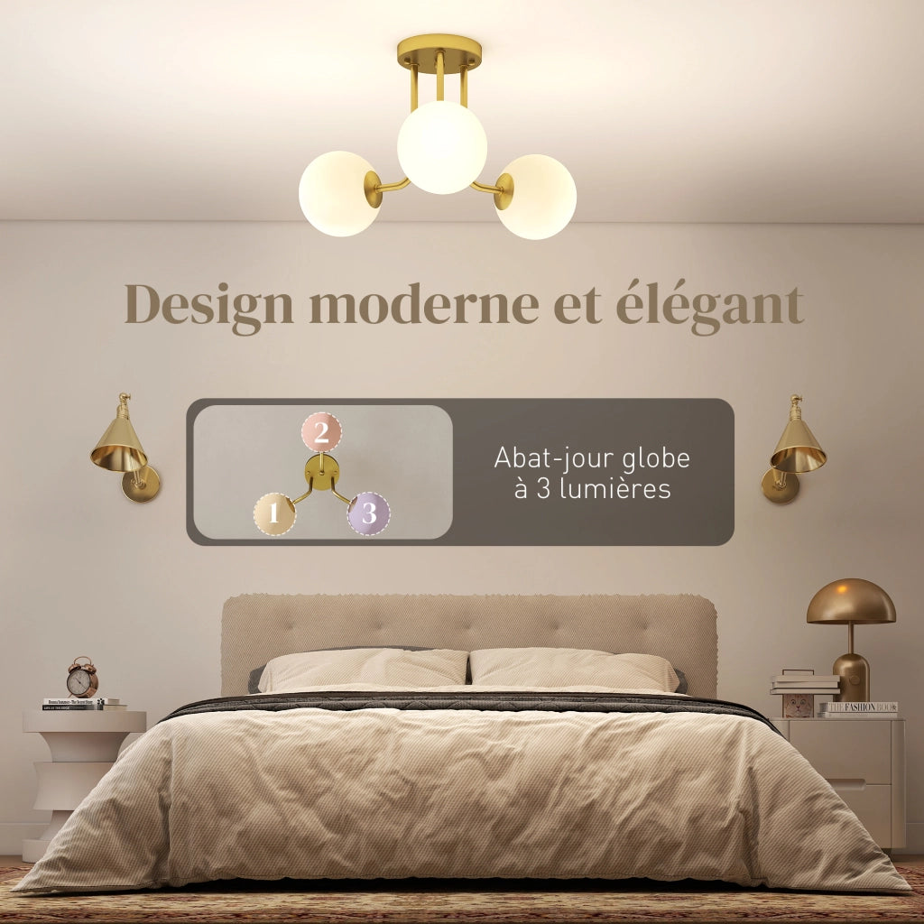Plafonnier LED 3 luci ¨C zephmum ¨C 42x42x26.5 cm dorato