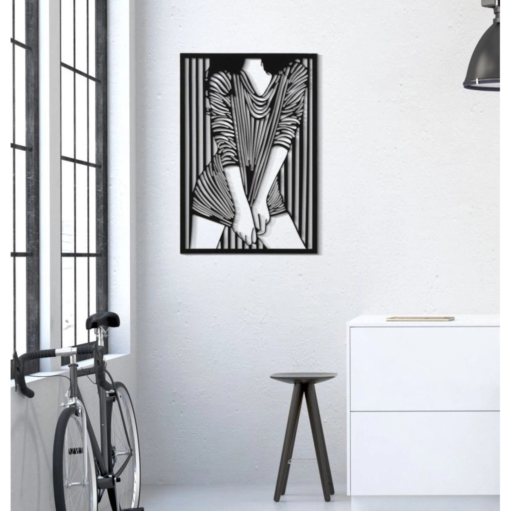 Decorazione in Metallo Corpi 2, Nero, Metallo, 40x1,3x60 cm