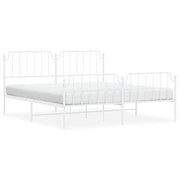 Letto matrimoniale | Letto per adulti | Giroletto con Testiera e Pediera Metallo Bianco 183x213 cm