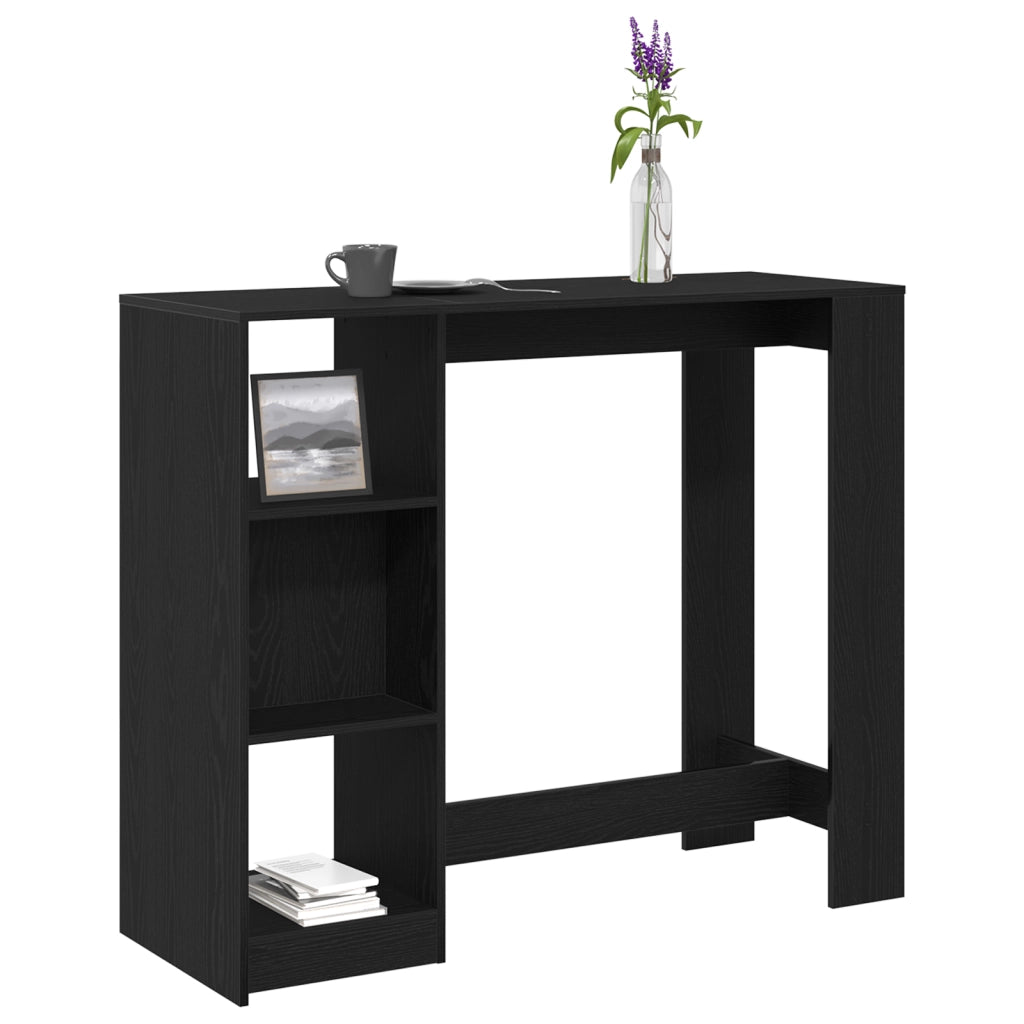 Tavolo da bar con ripiano Nero Rovere 102,5x46x103,5 cm Legno ingegnerizzato