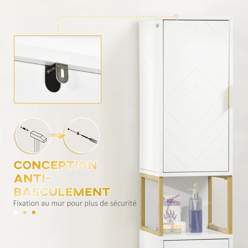Colonna Bagno con Nicchia e 2 Ante ¨C Zephmum ¨C Grigio 30x30x200 cm