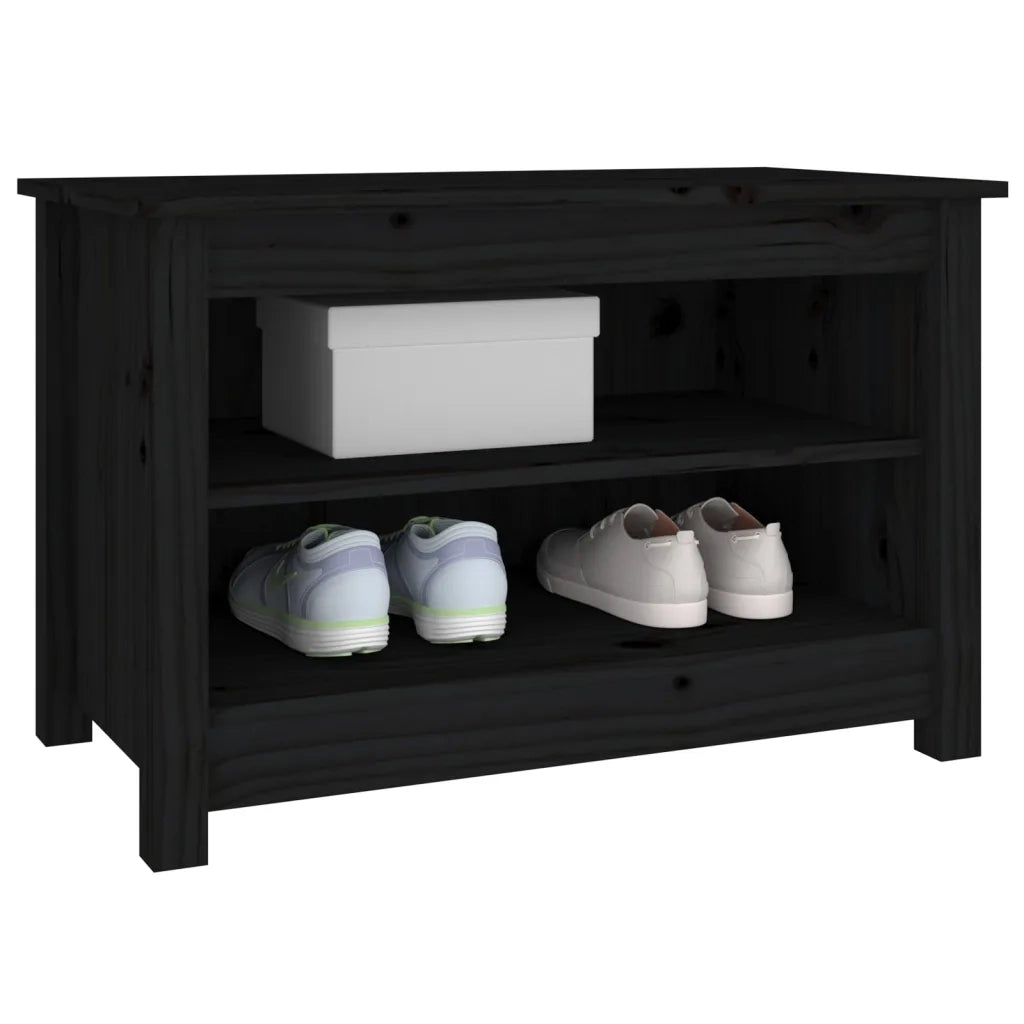 Scarpiera-Scaffale per scarpe Nera 70x38x45,5 cm in Legno Massello di Pino