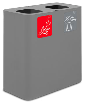 Pattumiera Sistema di Raccolta Rifiuti 77x38xh80 cm In Acciaio Verniciato 2 Scomparti Grigio