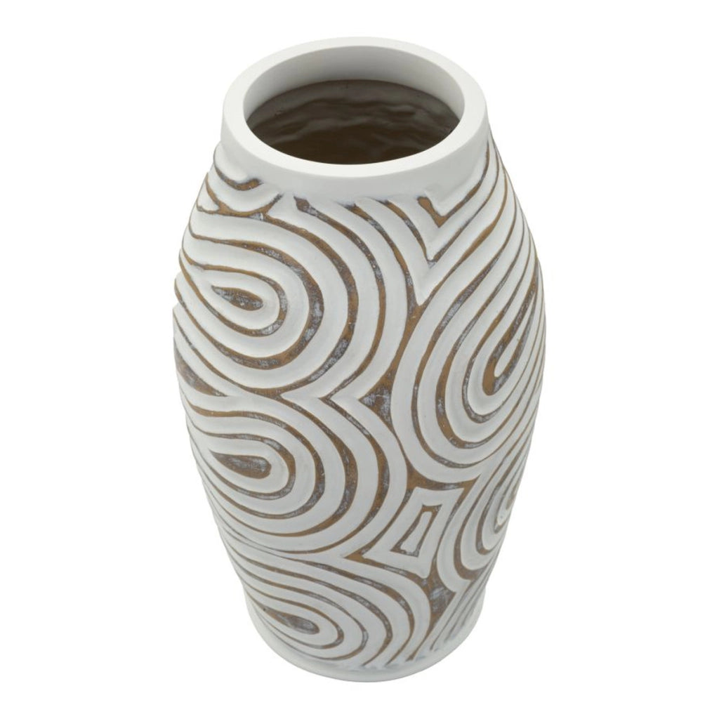 Vaso Decorativo VKH1025, Bianco, Poliresina, 19,5x19,5x35 cm