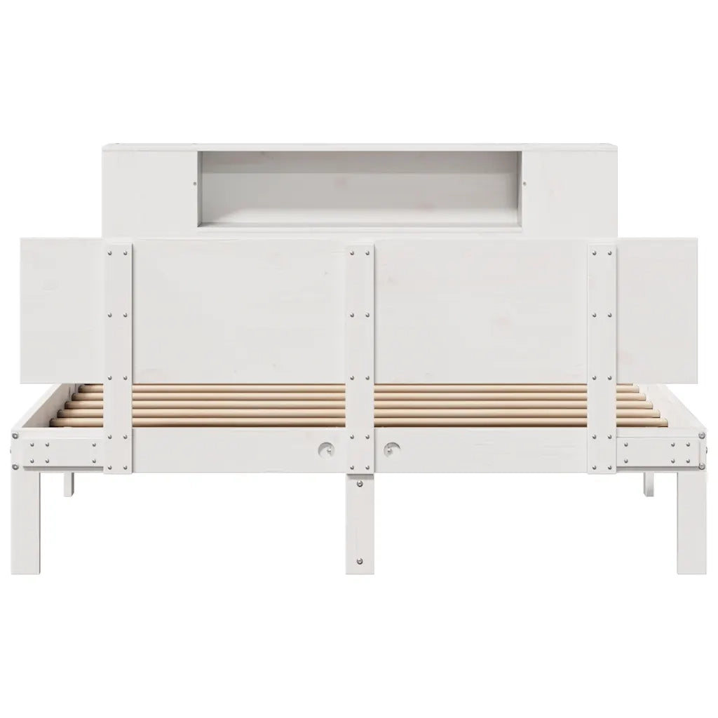 Letto Libreria senza Materasso Bianco 140x200 cm Legno di Pino