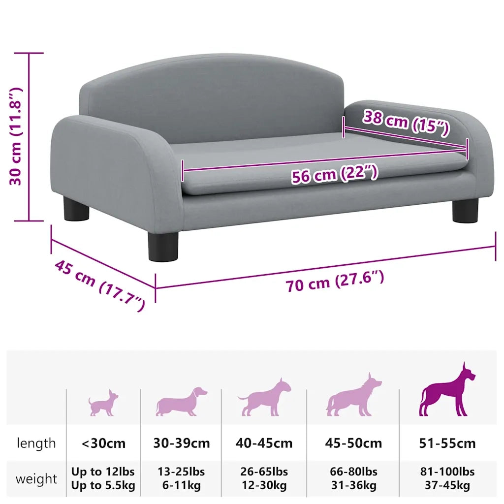Lettino per Cani Grigio Chiaro 70x45x30 cm in Tessuto 171960