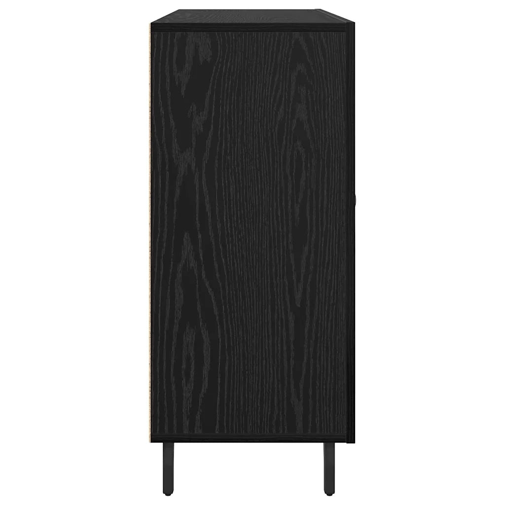 Credenza-Buffet-Armadio da cucina Rovere Nero 90 x 34 x 80 cm Legno multistrato 636512