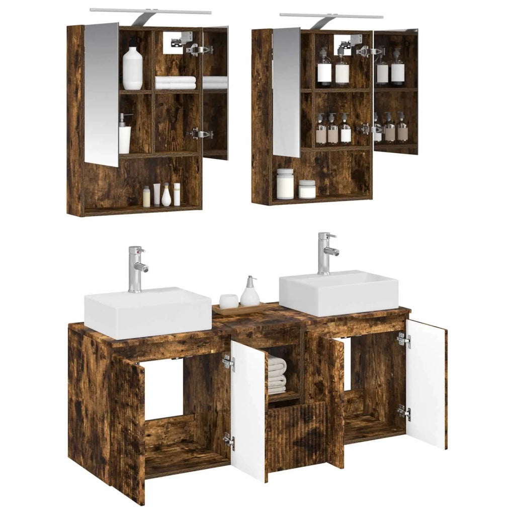 Set di Armadi da Bagno 5 pcs Rovere Fumo Legno ingegnerizzato 3406403