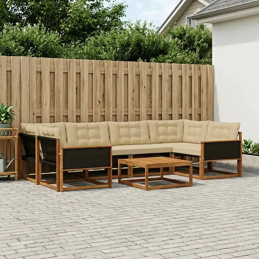 Set di divani da esterno con cuscino 7 pcs Naturale e Beige 3381273
