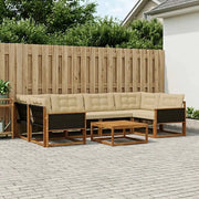 Set di divani da esterno con cuscino 7 pcs Naturale e Beige 3381273