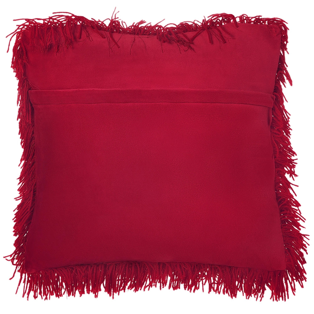 Set di 2 cuscini decorativi Fodera per cuscino in tessuto di poliestere rosso con inserto superficie pelosa 45 x 45 cm