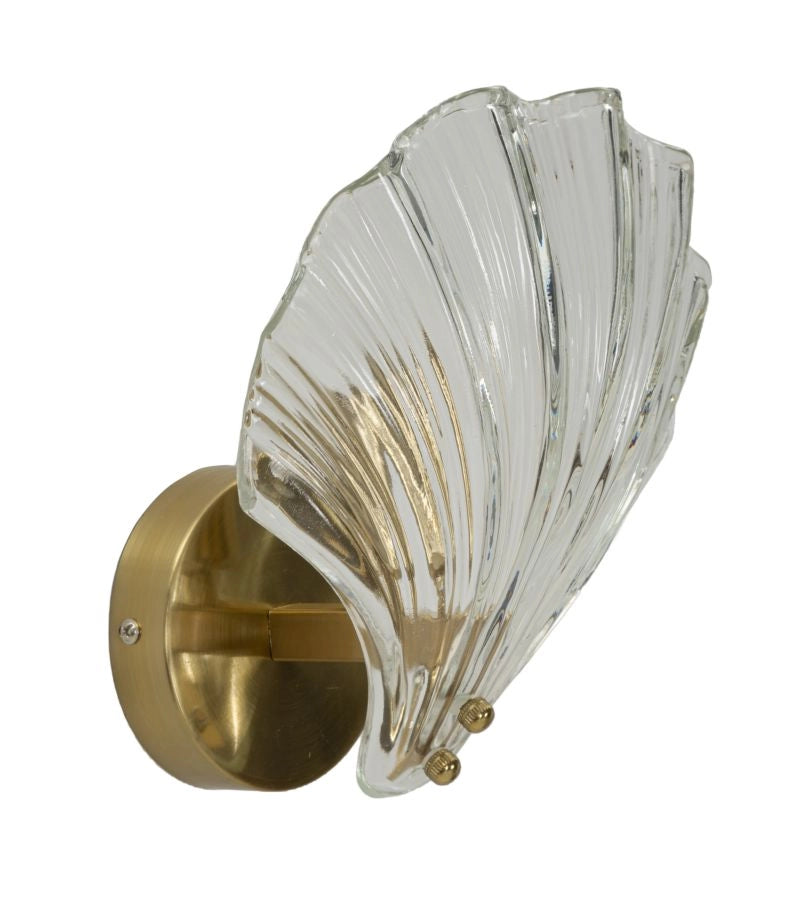 Lampada da Muro Shell 20x14x22 cm in Vetro e Ferro Oro e Naturale