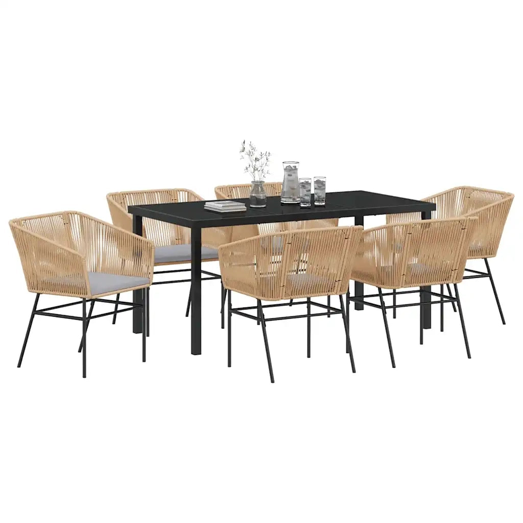 Set da Pranzo per Giardino con cuscino 7 pcs Marrone 3380929