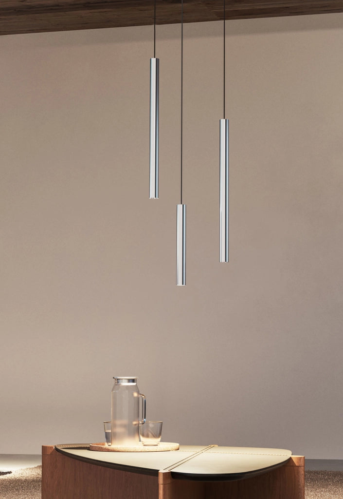 Atmos Lampada a Sospensione Slim LED Tubolare 6W, Installazione Encastro o Superficie, Temperatura Variabile 2700K-4000K, Smart Tuya, Nero Opaco