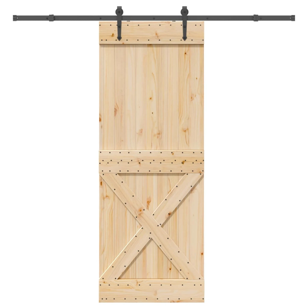Porta scorrevole NARVIK Naturale e Nero 85 x 210 cm (213,5 cm) 3445391