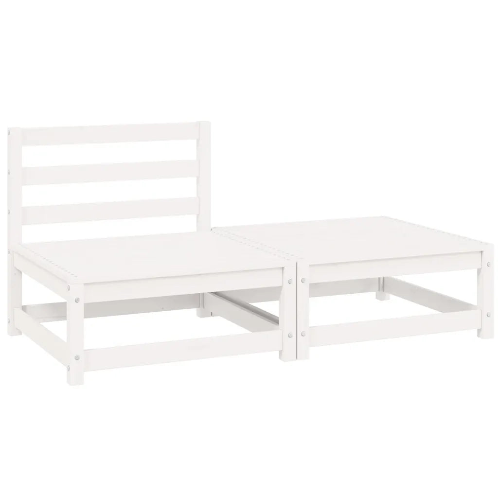 Salotto da Giardino-Set Divani da Giardino 2 pz Bianchi in Legno Massello di Pino 682855