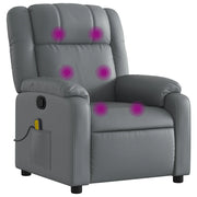 Poltrona Massaggiante | Sedia Relax Reclinabile Grigia in Similpelle