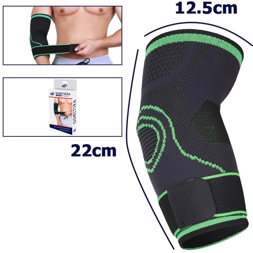 Trade Shop - Coppia Gomitiera Fascia Elastica Supporto Per Gomito Sport Anallergico Verde -