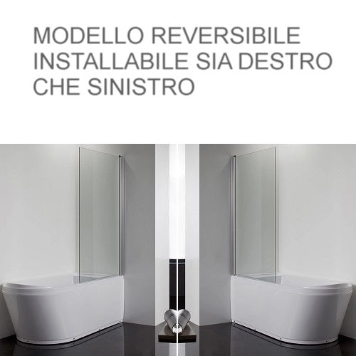 Parete Sopravasca Battente in Cristallo 5mm Trasparente 86cm h140cm YOANA