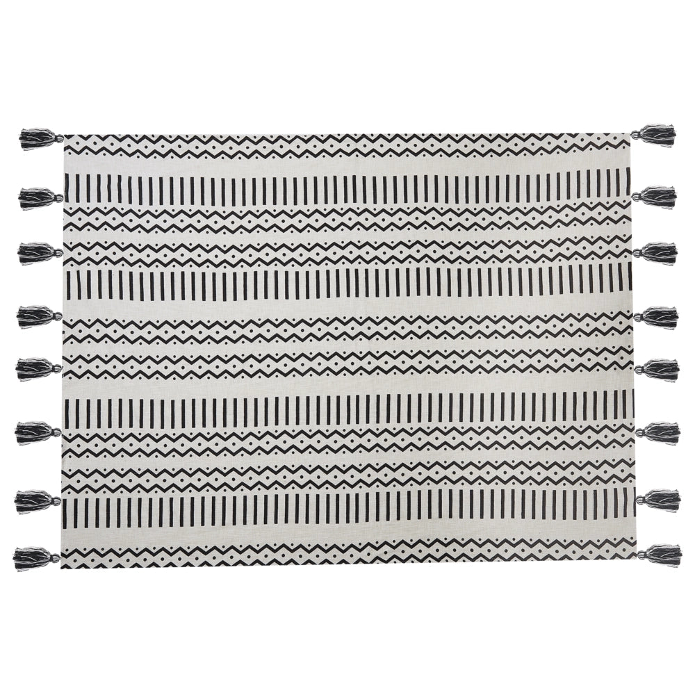 Coperta in cotone bianco e nero 130 x 180 cm copriletto con stampa tribale africana