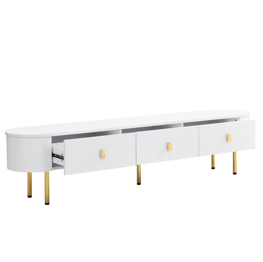 Set tavolino e mobile TV 174 cm bianco MDF, cassetti e bordi arrotondati