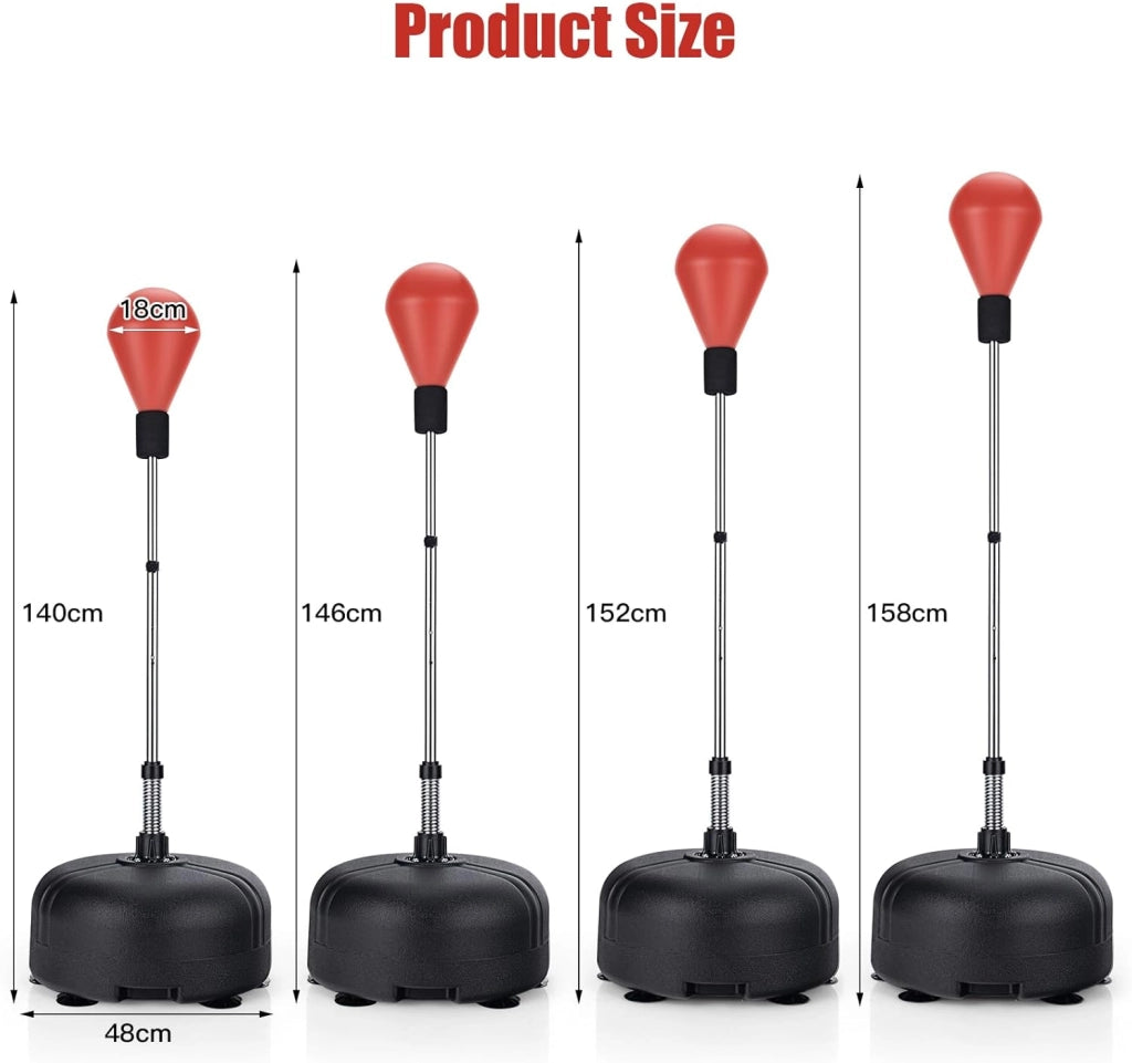 Sacco da boxe con altezza regolabile 140-158 cm, punchingball con guanti da boxe, palla da boxe in piedi con base ricaricabile per bambini e adulti